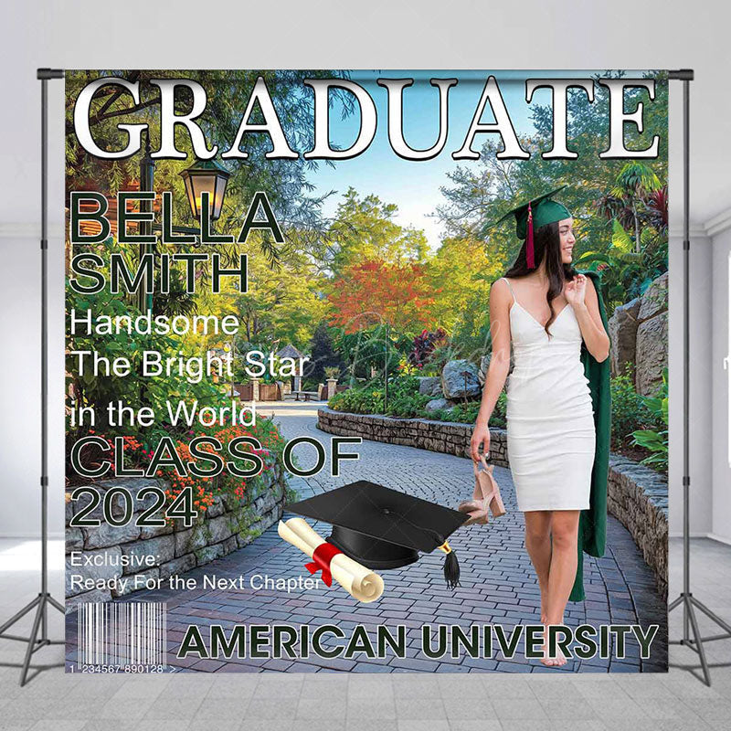 Lofaris Custom Spring Park Path Magazine Graduation Backdrop