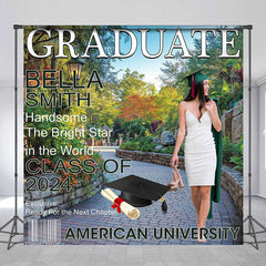 Lofaris Custom Spring Park Path Magazine Graduation Backdrop