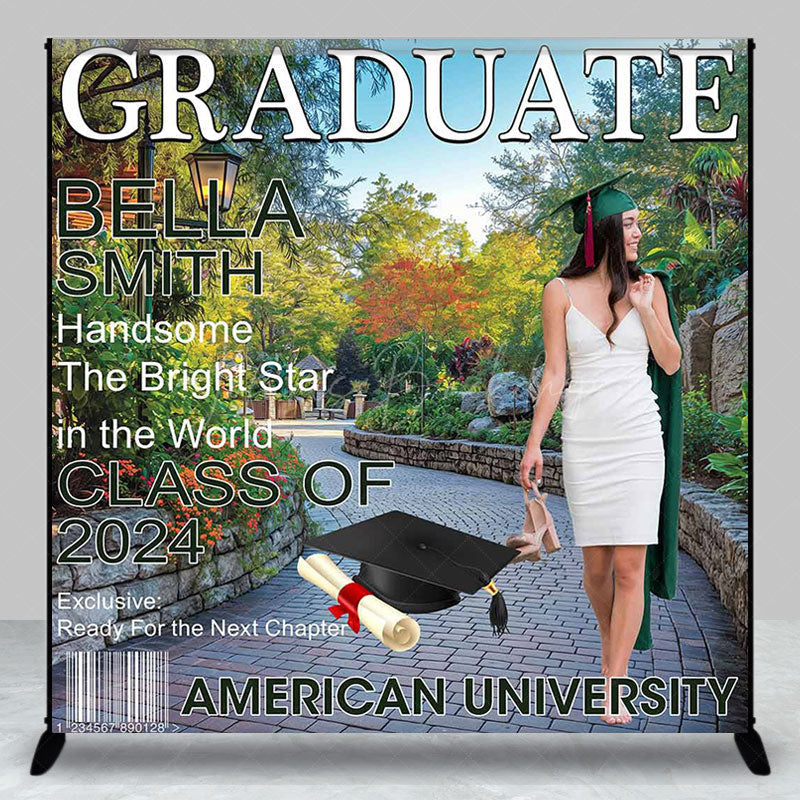 Lofaris Custom Spring Park Path Magazine Graduation Backdrop