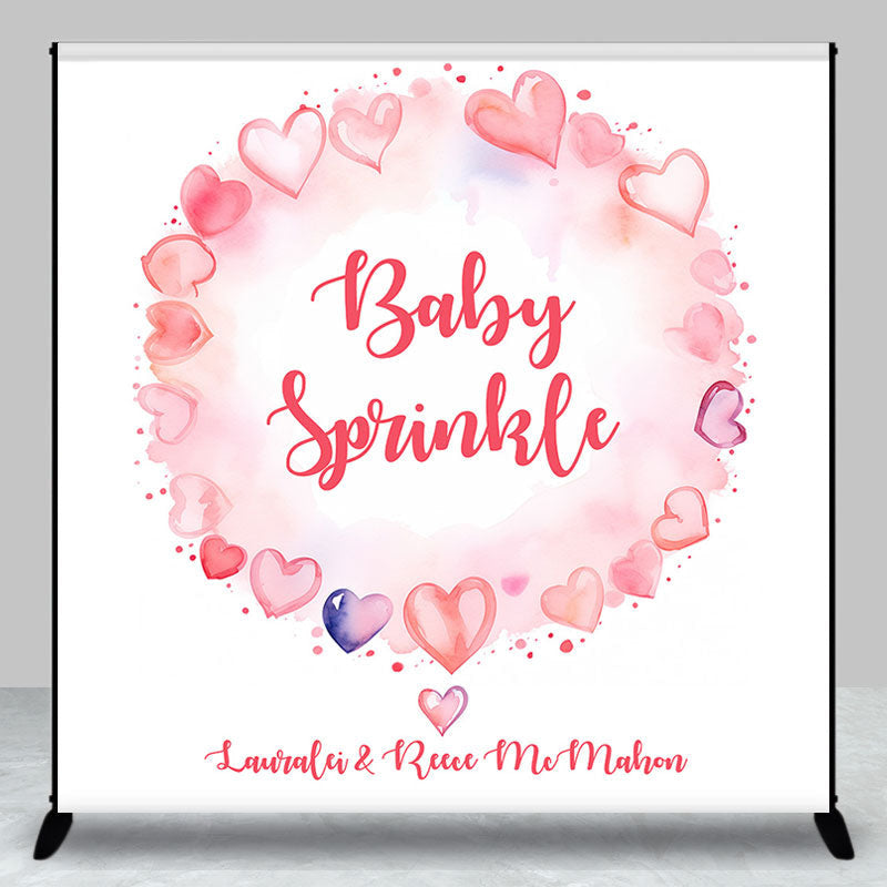 Lofaris Custom Sprinkle Pink Hearts Baby Shower Backdrop