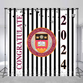 Lofaris Custom Stripe Stars School Emblem Graduation Backdrop