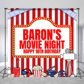 Lofaris Custom Stripes Movie Night 10th Birthday Backdrop