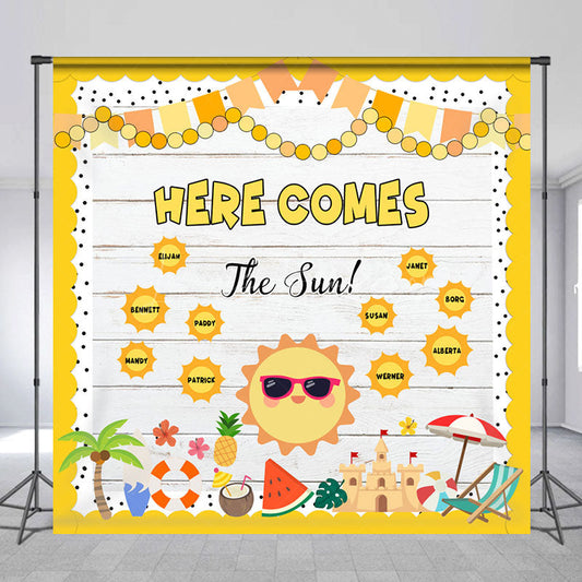 Lofaris Custom Summer Here Comes The Sun Wooden Backdrop