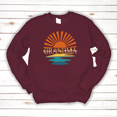 Lofaris Custom Sunset Reflection Grandma And Kids Sweatshirt
