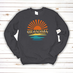 Lofaris Custom Sunset Reflection Grandma And Kids Sweatshirt
