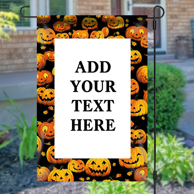 Lofaris Custom Text Pumpkin Lantern Halloween Garden Flag