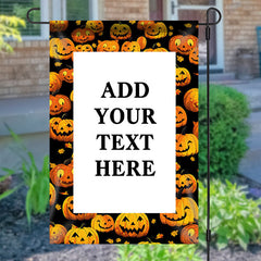 Lofaris Custom Text Pumpkin Lantern Halloween Garden Flag