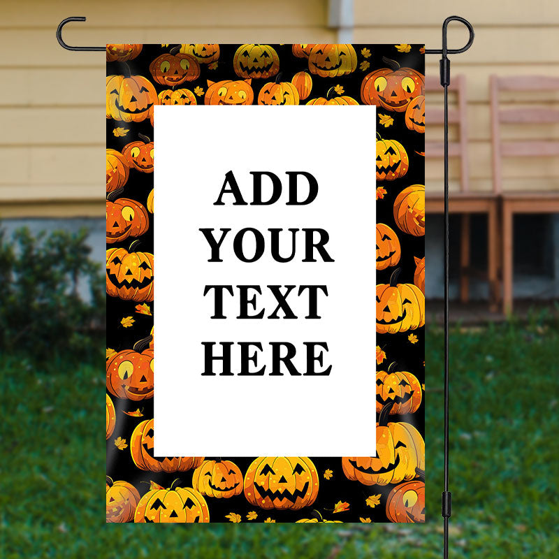 Lofaris Custom Text Pumpkin Lantern Halloween Garden Flag