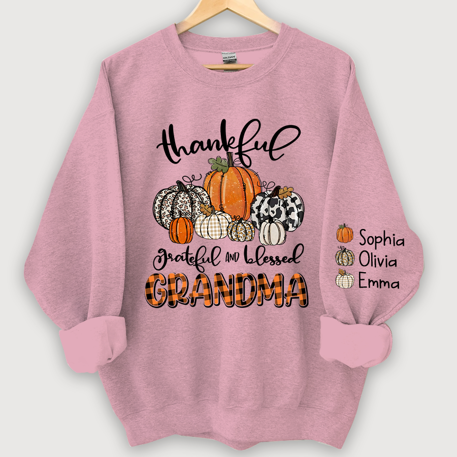 Lofaris Custom Thankful Grateful Blessed Grandma Sweatshirt
