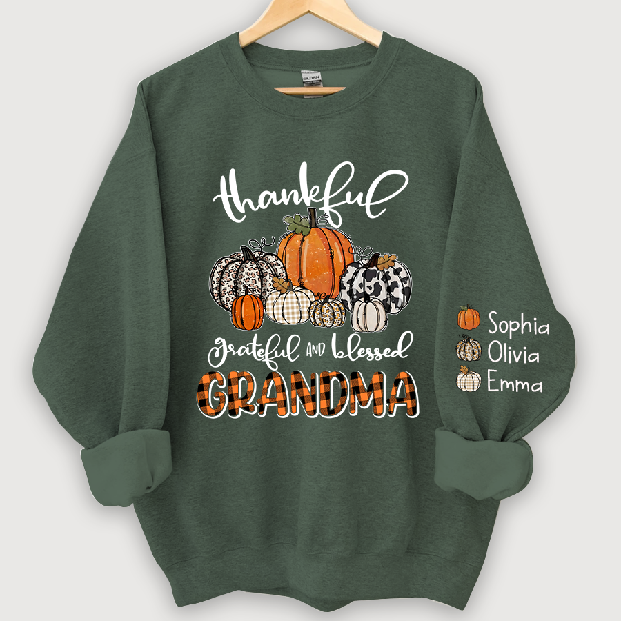 Lofaris Custom Thankful Grateful Blessed Grandma Sweatshirt