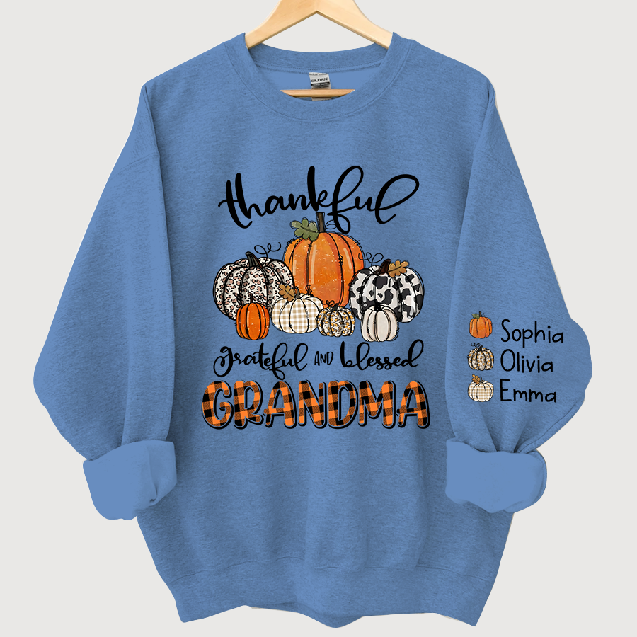 Lofaris Custom Thankful Grateful Blessed Grandma Sweatshirt