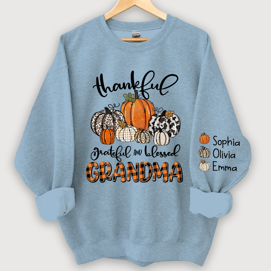 Lofaris Custom Thankful Grateful Blessed Grandma Sweatshirt