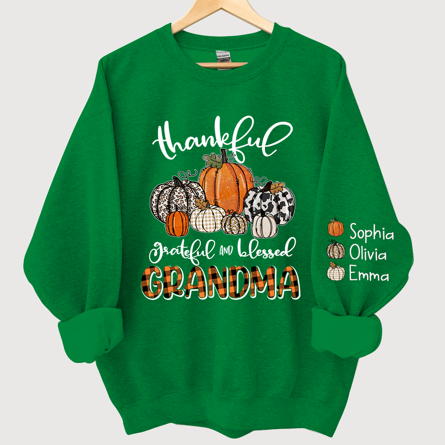 Lofaris Custom Thankful Grateful Blessed Grandma Sweatshirt