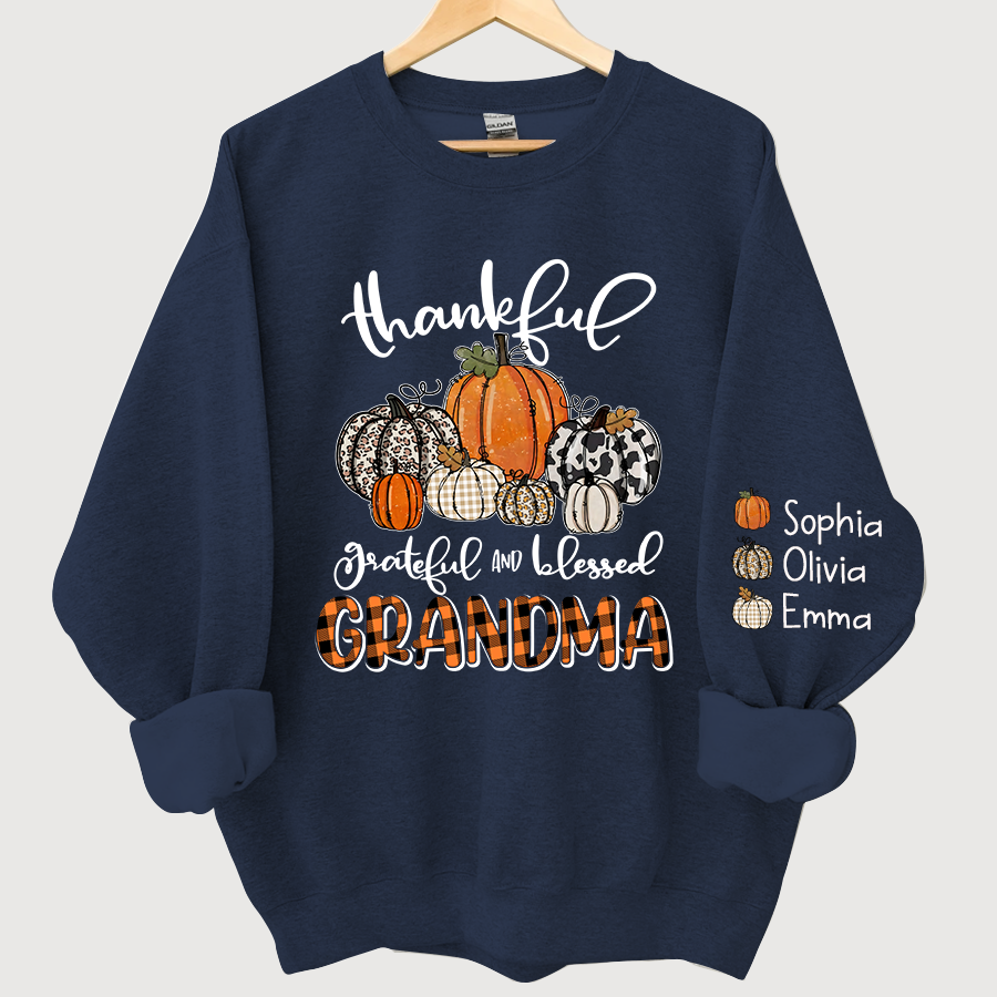 Lofaris Custom Thankful Grateful Blessed Grandma Sweatshirt