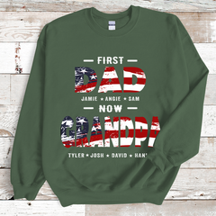 Lofaris Custom USA First Dad Now Papa Kids Names Sweatshirt