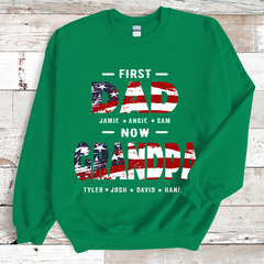 Lofaris Custom USA First Dad Now Papa Kids Names Sweatshirt