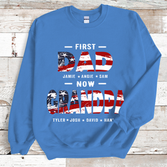 Lofaris Custom USA First Dad Now Papa Kids Names Sweatshirt