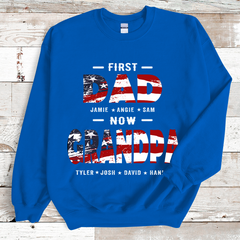 Lofaris Custom USA First Dad Now Papa Kids Names Sweatshirt