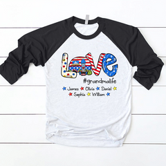 Lofaris Custom Usa Flag Love Grandma Life Baseball Shirt
