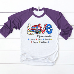 Lofaris Custom Usa Flag Love Grandma Life Baseball Shirt