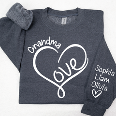 Lofaris Custom Valentine Heart Grandma And Kids Sweatshirt