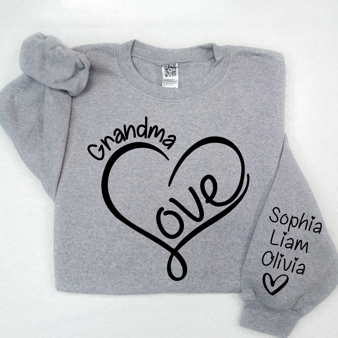 Lofaris Custom Valentine Heart Grandma And Kids Sweatshirt