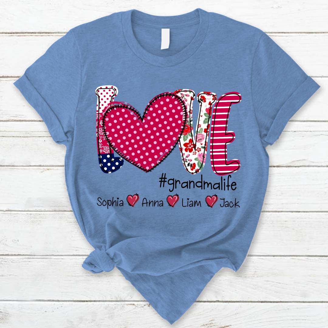 Lofaris Custom Valentines Heart Grandma And Kids T - Shrit