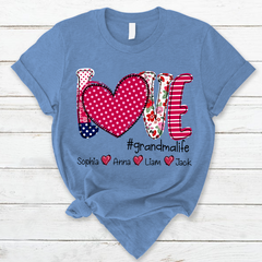 Lofaris Custom Valentines Heart Grandma And Kids T - Shrit