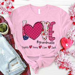 Lofaris Custom Valentines Heart Grandma And Kids T - Shrit