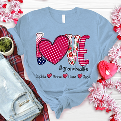 Lofaris Custom Valentines Heart Grandma And Kids T - Shrit