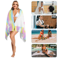 Lofaris Custom Wave Rainbow Unicorn Beach Towel For Girls