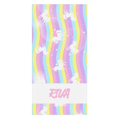Lofaris Custom Wave Rainbow Unicorn Beach Towel For Girls