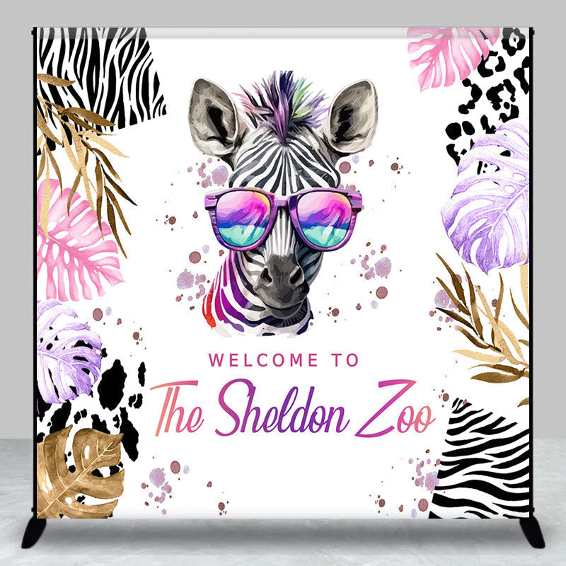 Lofaris Custom Welcome To The Zoo Zebra Birthday Backdrop