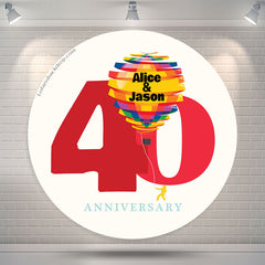 Lofaris Custom White 40 Years Round Anniversary Backdrop