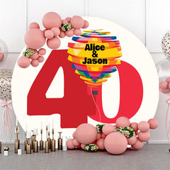 Lofaris Custom White 40 Years Round Anniversary Backdrop