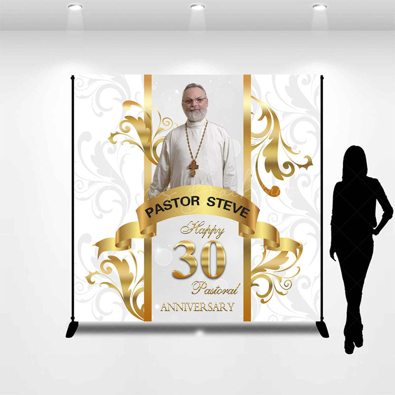 Lofaris Custom White Gold 30th Pastoral Anniversary Backdrop
