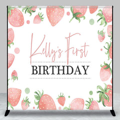 Lofaris Custom White Pink Strawberry 1st Birthday Backdrop
