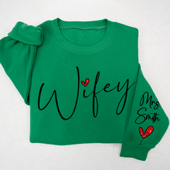 Lofaris Glitter Cute Wifey Sweatshirt Engagement Gift Bridal Shower for Bride Personalized New Wife LTP01