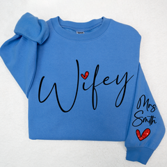 Lofaris Glitter Cute Wifey Sweatshirt Engagement Gift Bridal Shower for Bride Personalized New Wife LTP01