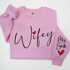 Lofaris Glitter Cute Wifey Sweatshirt Engagement Gift Bridal Shower for Bride Personalized New Wife LTP01
