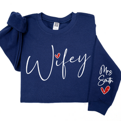 Lofaris Glitter Cute Wifey Sweatshirt Engagement Gift Bridal Shower for Bride Personalized New Wife LTP01