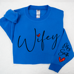 Lofaris Glitter Cute Wifey Sweatshirt Engagement Gift Bridal Shower for Bride Personalized New Wife LTP01