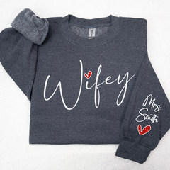 Lofaris Glitter Cute Wifey Sweatshirt Engagement Gift Bridal Shower for Bride Personalized New Wife LTP01