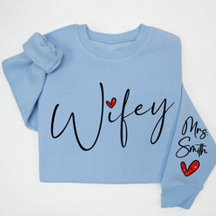 Lofaris Glitter Cute Wifey Sweatshirt Engagement Gift Bridal Shower for Bride Personalized New Wife LTP01