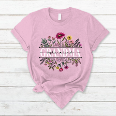 Lofaris Custom Wildflower Grandma And Kids Gift T - Shirt
