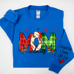 Lofaris Merry Christmas Snow Mom Cute Sweatshirt And Kids Name On Sleeve Minimalist Cool Sweater Personalized Mother Day Gift For LTP01