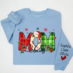Lofaris Merry Christmas Snow Mom Cute Sweatshirt And Kids Name On Sleeve Minimalist Cool Sweater Personalized Mother Day Gift For LTP01