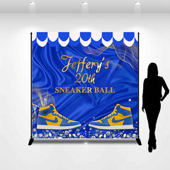 Lofaris Custom Yellow Blue Sneaker Ball Birthday Backdrop