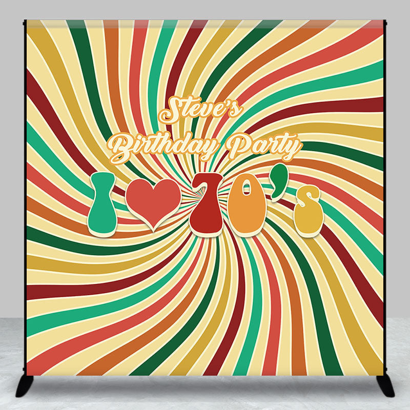 Lofaris Custom Yellow I Love 70s Birthday Party Backdrop