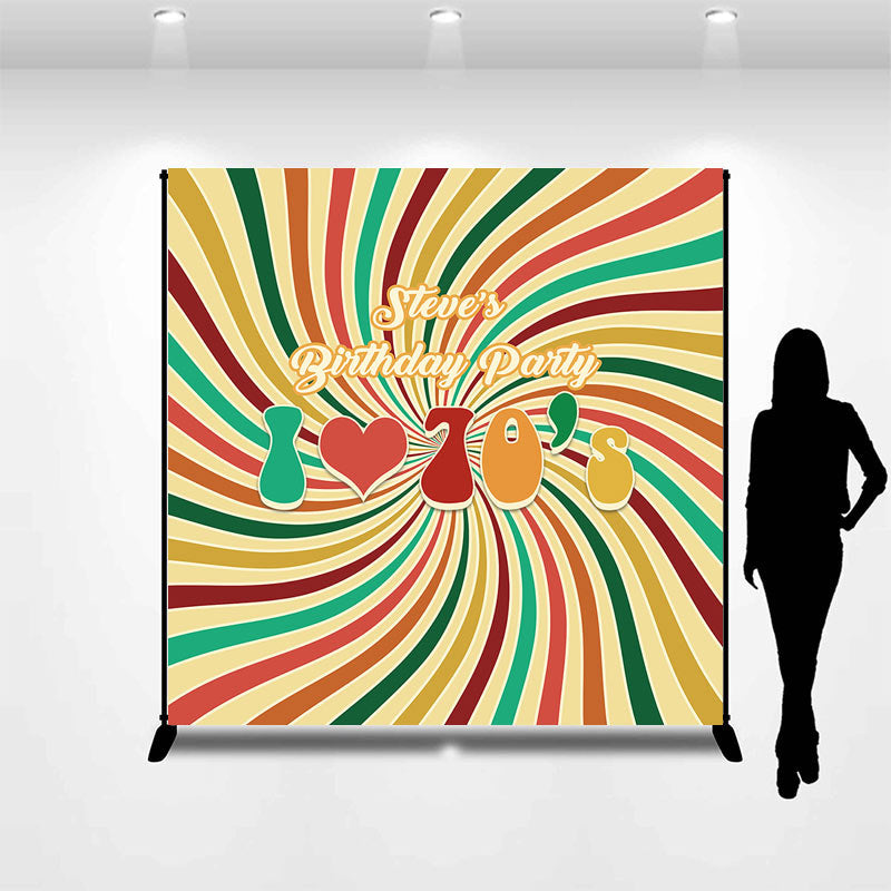Lofaris Custom Yellow I Love 70s Birthday Party Backdrop